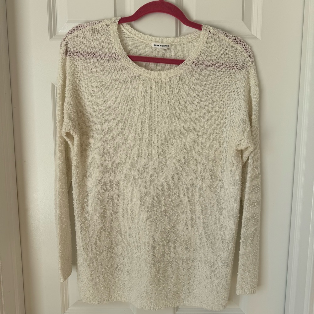 Club Monaco‎ Textured Italian Knit Sweater - Size XS - Ivory - Style 295560773